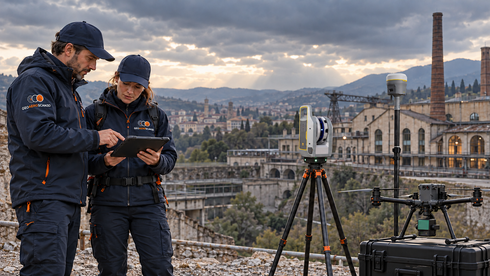 Team e attrezzature per la gestione completa dei rilievi a 360° — immagine illustrativa
